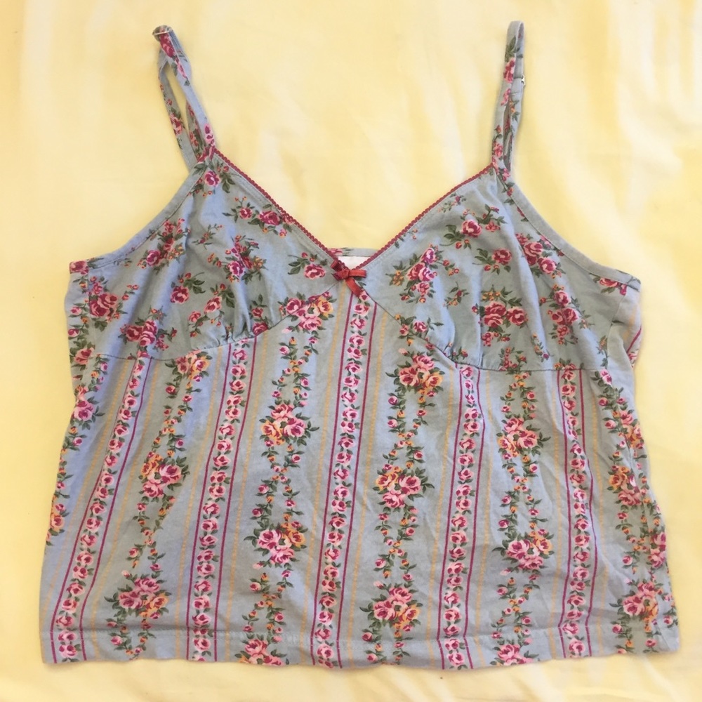 Vintage floral cropped tank top